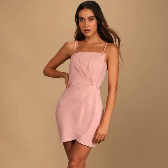 Lulu's | NWT Drinks on Me Mauve Pink Sleeveless Pleated Bodycon Dress - Picture 1 of 7